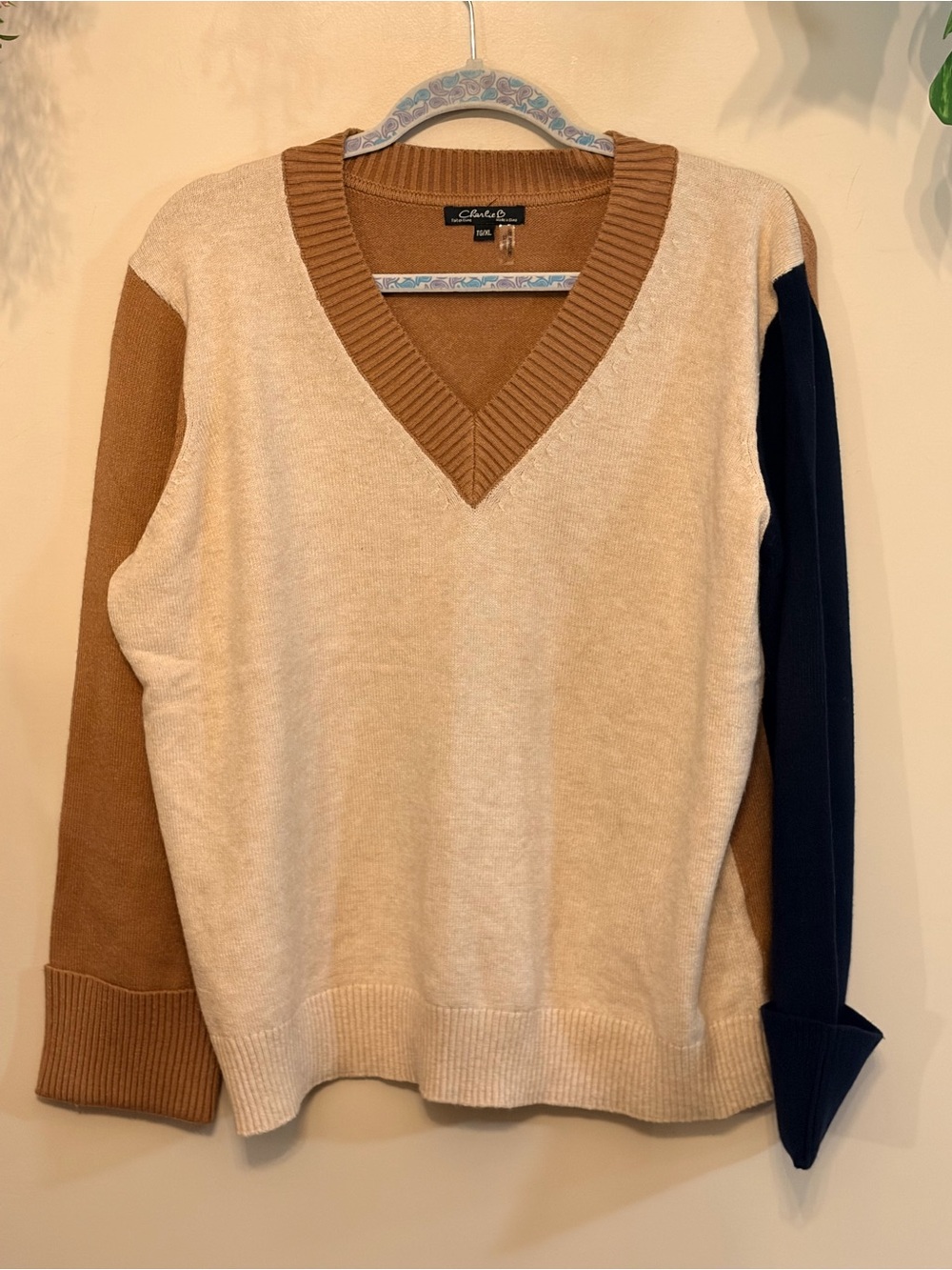 NWOT Charlie B Quiet Luxury Colorblock Sweater XL Soft Minimalist Knit - Picture 3 of 8